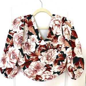 Express Floral Crop Puffy Arm SzL